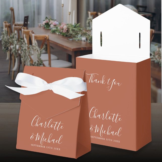 Caixinha De Lembrancinhas Casamento Terracota Elegant Script (Terracotta Elegant Script Wedding Favor Boxes)