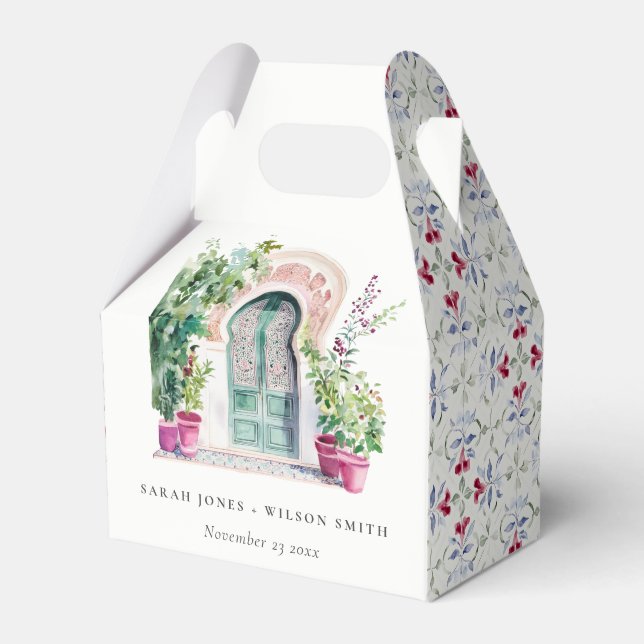 Caixinha De Lembrancinhas Casamento Tropical Marroquino da Porta de Água (Frente)