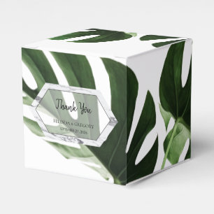Caixinha De Lembrancinhas Casamento Tropical Monstera Marble