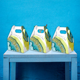 Caixinha De Lembrancinhas Casamento Único de Arte de Abstrato Amarelo Azul