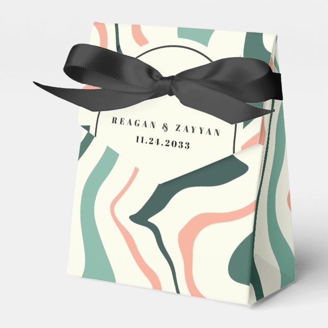 Caixinha De Lembrancinhas Casamento Verde E Rosa Da Arca Da Retrora (Frente)