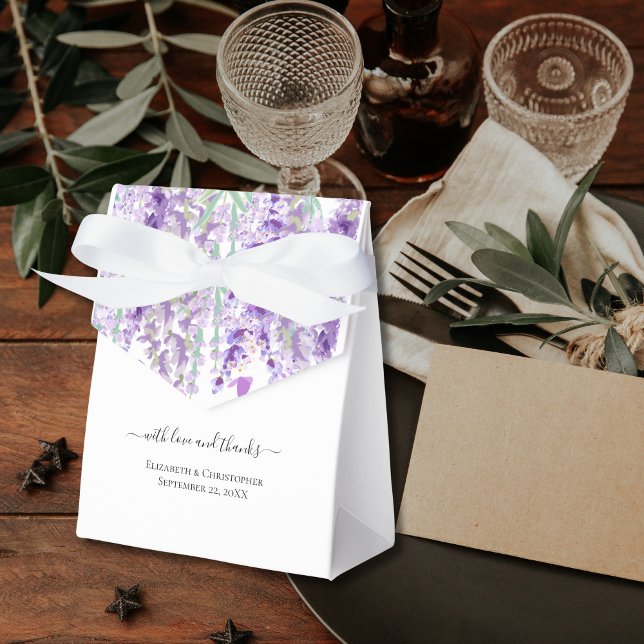 Caixinha De Lembrancinhas Casamento Verde Roxo lavanda Verde (Lavender Botanical Green Purple Flowers Floral Wedding Favor Boxes- Personalized)