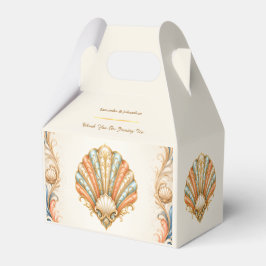 Caixinha De Lembrancinhas Casamento vintage costeiro em azul coral conchas m