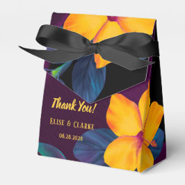Caixinha De Lembrancinhas Casamento Violet Tropical Yellow Hibiscus Obrigado