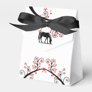 Caixinha De Lembrancinhas Cavalo de Ano Novo Chinês e Flores Vermelhas