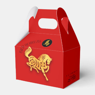 Caixinha De Lembrancinhas Cavalo Dourado Vermelho Ano Novo Chinês 2026 FB