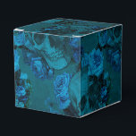 Caixinha De Lembrancinhas Caveira Floral Gótica Negra e Azul<br><div class="desc">Cor damasco rústica da vintage negra com sotaque de aqua e caixa de presentes de chá,  ideal para casamentos góticos ou halloween!</div>