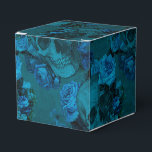 Caixinha De Lembrancinhas Caveira Floral Gótica Negra e Azul<br><div class="desc">Cor damasco rústica da vintage negra com sotaque de aqua e caixa de presentes de chá,  ideal para casamentos góticos ou halloween!</div>