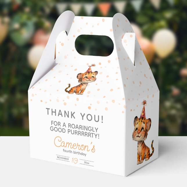 Caixinha De Lembrancinhas Celebração de aniversário do garoto de tigre laran (Criador carregado)