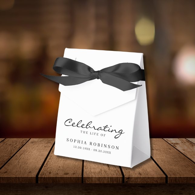 Caixinha De Lembrancinhas Celebração do Funeral de Script Elegante da Vida (Criador carregado)
