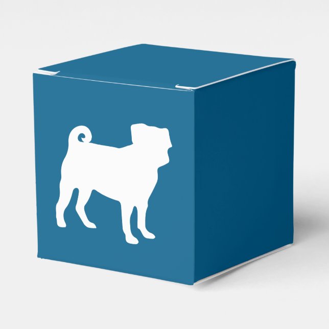 Caixinha De Lembrancinhas Celebração do Tema Azul do Partido Pug (Frente)