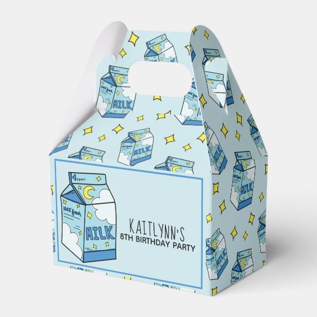 Caixinha De Lembrancinhas Celestial Blue Milk Carton Party (Frente)