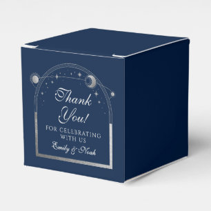 Caixinha De Lembrancinhas Celestial Blue Silver Sun Moon Stars Casamento