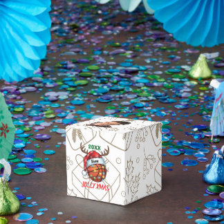 Caixinha De Lembrancinhas Cesto de Basquete com Chapéu de Papai Noel Rena de