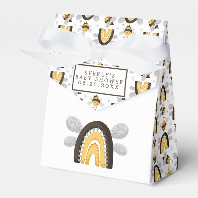 Caixinha De Lembrancinhas Chá de Bebê Abelha Bumblebee Arco-íris Mod (Frente)