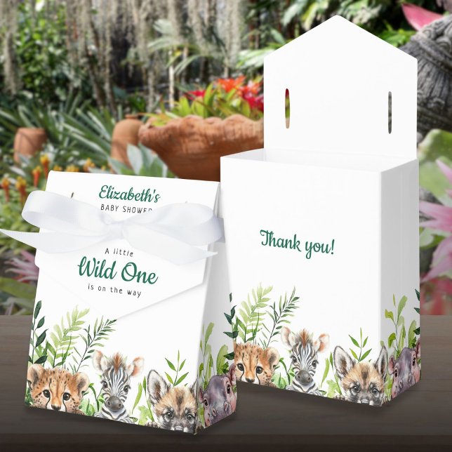 Caixinha De Lembrancinhas Chá de Bebê Animais Safari Fofinhos Selvagens (Cute Wild One Safari Animals Baby Shower Favor Boxes)