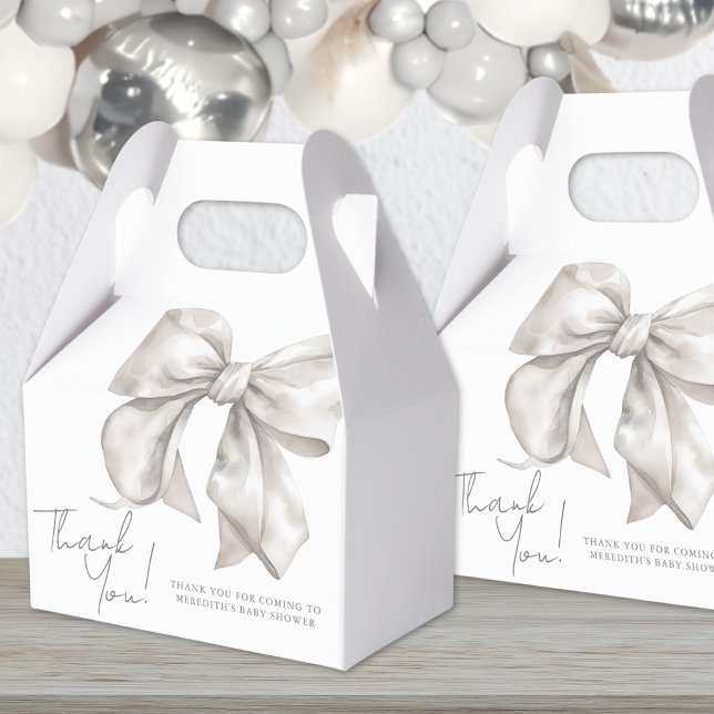 Caixinha De Lembrancinhas Chá de Bebê Arco Branco Elegante (Elegant White Bow Baby Shower Favor Boxes)