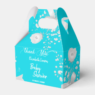 Caixinha De Lembrancinhas Chá de Bebê Cor Azul Água Doce Flor Silvestre