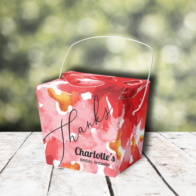 Caixinha De Lembrancinhas Chá de Bebê de Noiva de Rosas Modernas (Red roses floral bridal shower takeout-style favor boxes)