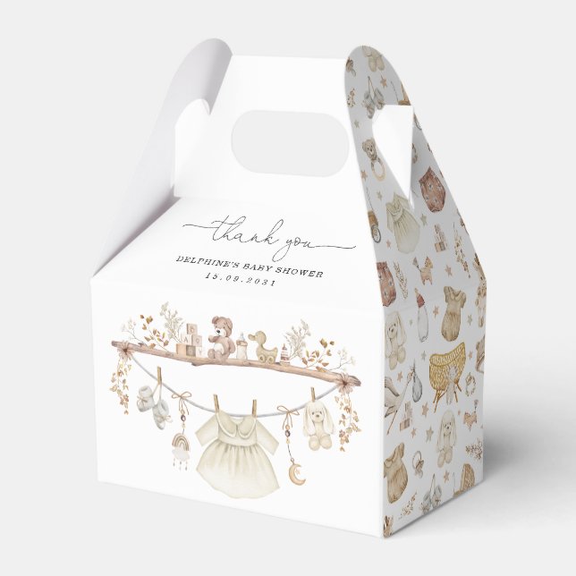 Caixinha De Lembrancinhas Chá de Bebê do Nursery Boho Muted (Verso)