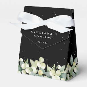 Caixinha De Lembrancinhas Chá de Bebê Elegante Preto Snowberry+Eucalipto