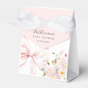 Caixinha De Lembrancinhas Chá de Bebê Floral com Laço Rosa Elegante