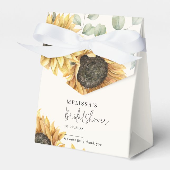 Caixinha De Lembrancinhas Chá de Bebê Floral de Eucalipto e Girassol (Frente)