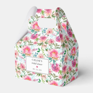 Caixinha De Lembrancinhas Chá de Bebê Floral em Aquarela Peônia Rosa