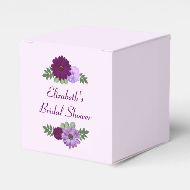 Caixinha De Lembrancinhas Chá de Bebê Floral Peônia Roxa (Frente)