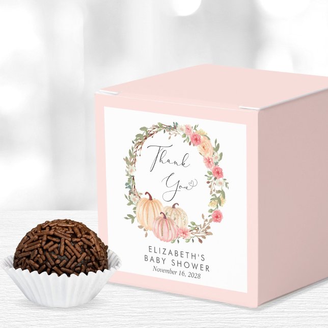 Caixinha De Lembrancinhas Chá De Bebê Floral Rosa-Pumpkin Obrigado (Criador carregado)