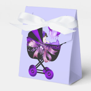 Caixinha De Lembrancinhas Chá de Bebê Lilás Roxo Carruagem Elegante
