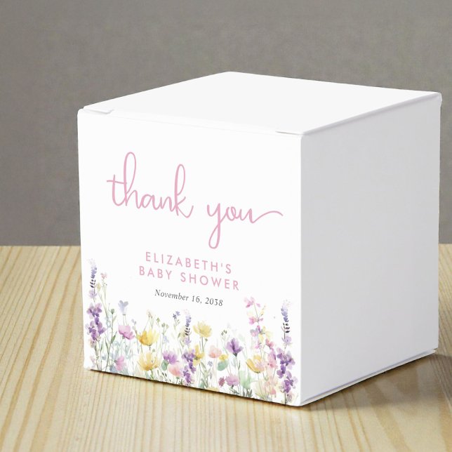 Caixinha De Lembrancinhas Chá de Bebê Menina com Aquarela Boho de Flores Sil (Boho Wildflower Watercolor Baby Girl Shower Favor Boxes)