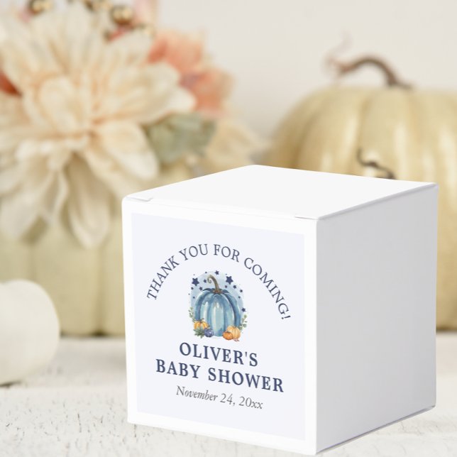 Caixinha De Lembrancinhas Chá de Bebê Menino Azul Pequena Abóbora Outono Fof (Criador carregado)