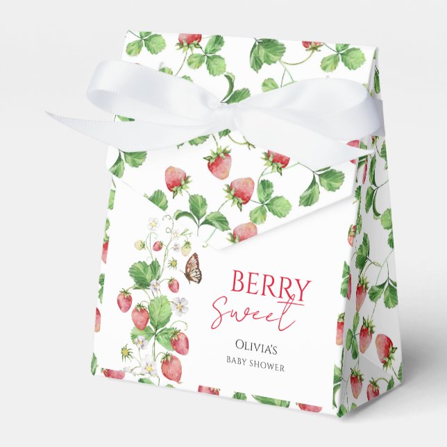 Caixinha De Lembrancinhas Chá de Bebê Morango Doce Berry (Frente)