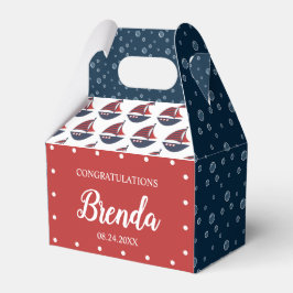 Caixinha De Lembrancinhas Chá de Bebê Náutico Azul e Vermelho 10cm L x 6,4cm