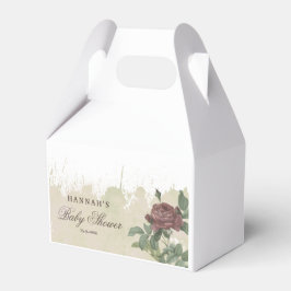 Caixinha De Lembrancinhas Chá de Bebê Rústico Floral Geométrico Dourado Borg