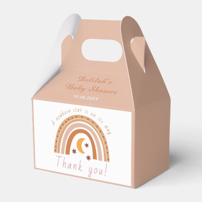 Caixinha De Lembrancinhas Chá de fraldas Arco-Íris Moderno Obrigado (Frente)