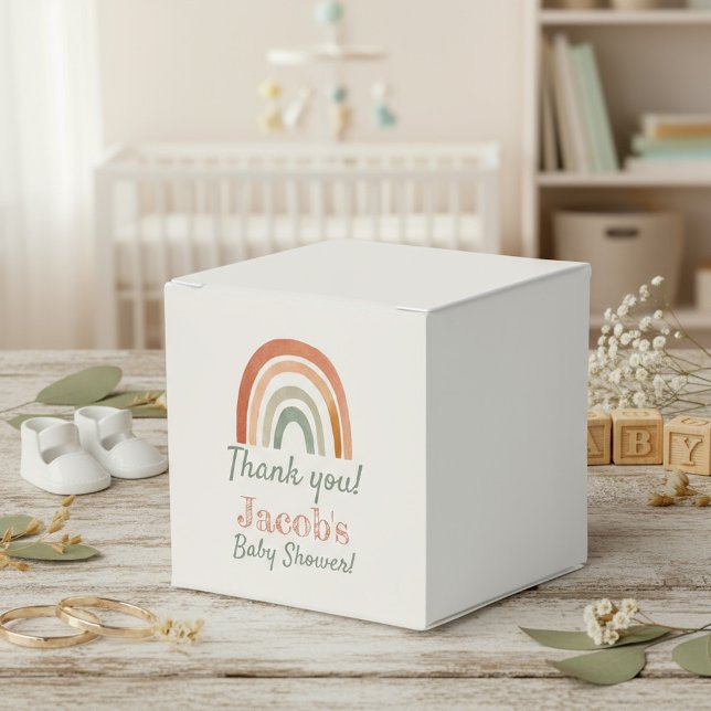 Caixinha De Lembrancinhas Chá de fraldas arco-íris russo obrigado você (Rustic rainbow baby shower thank you favor boxes.)
