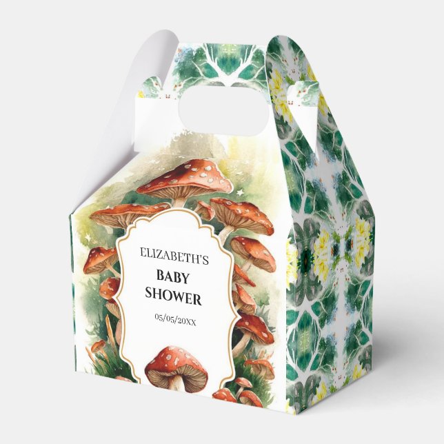 Caixinha De Lembrancinhas Chá de fraldas Boho Mushroom Editável (Frente)