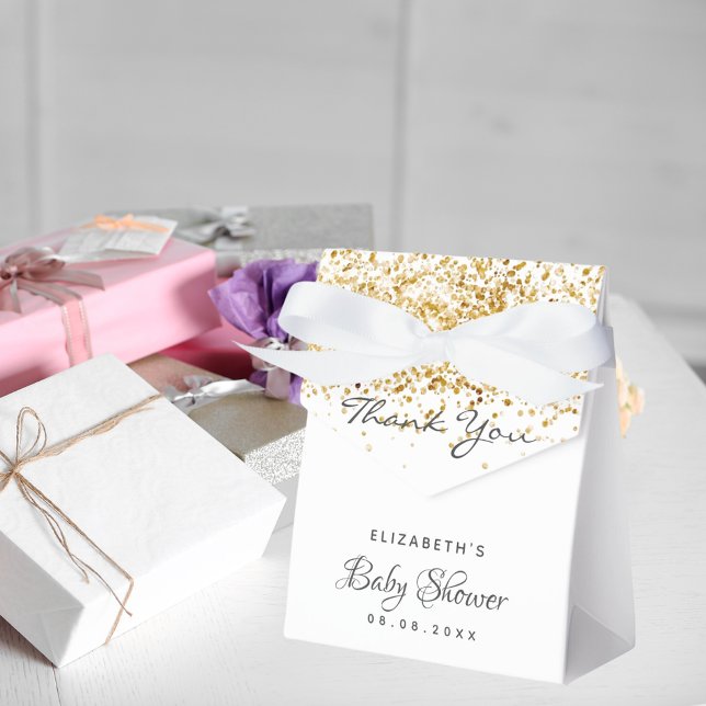 Caixinha De Lembrancinhas Chá de fraldas branco dourado obrigado (Criador carregado)