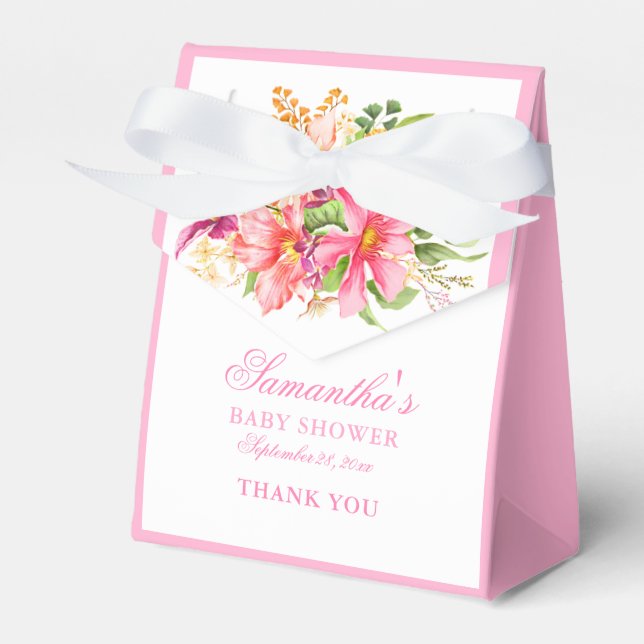 Caixinha De Lembrancinhas Chá de fraldas Chic Flowers Buquê Rosa (Frente)