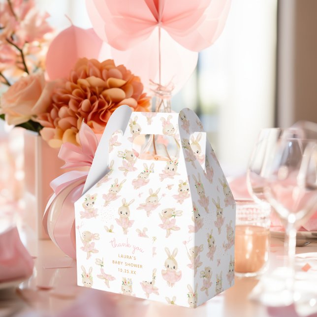 Caixinha De Lembrancinhas Chá de fraldas Coelho Ballerina Tutu Bunny Obrigad (rabbit ballerina baby shower favor box)