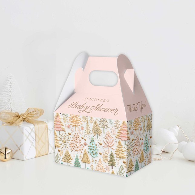 Caixinha De Lembrancinhas Chá de fraldas da Wonderland (Winter Wonderland Girl Baby Shower Favor Box)