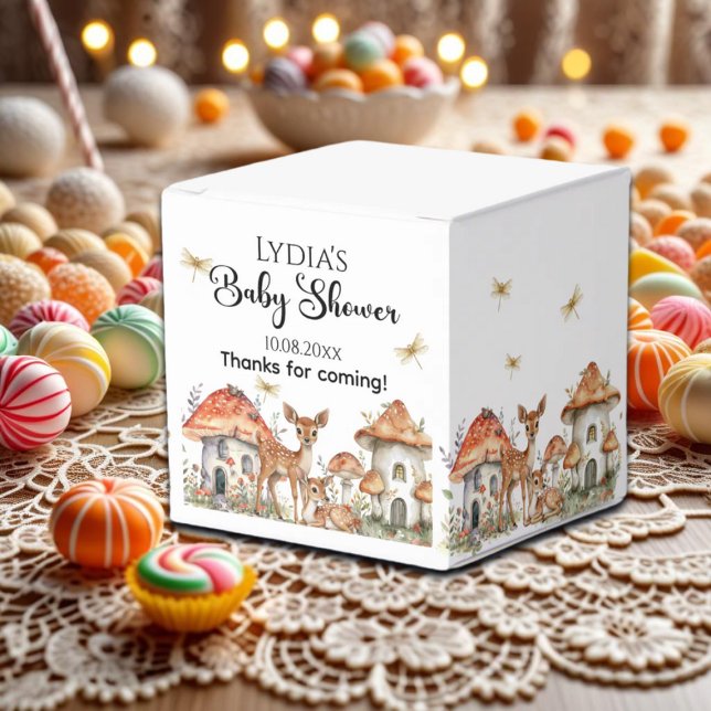 Caixinha De Lembrancinhas Chá de fraldas de Animais da Floresta de Boho Wood (Criador carregado)