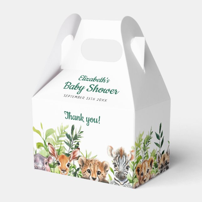 Caixinha De Lembrancinhas Chá de fraldas de Animais Safari Cóteo (Frente)