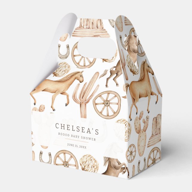 Caixinha De Lembrancinhas Chá de fraldas de Aquarela Moderno do Western Rode (Frente)