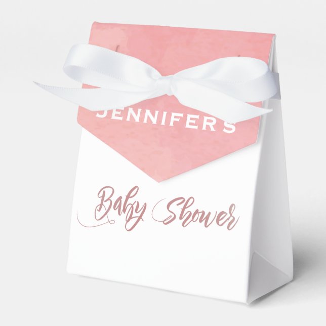 Caixinha De Lembrancinhas Chá de fraldas de Aquarela Rosa (Frente)