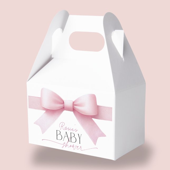 Caixinha De Lembrancinhas Chá de fraldas de Arco rosa elegante (Elegant Pink Bow Coquette Girl Baby Shower Favor Boxes)