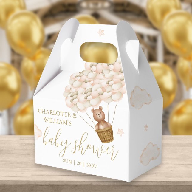 Caixinha De Lembrancinhas Chá de fraldas de Balões de Urso de Teddy (Bearly Wait Teddy Bear Balloons Baby Shower Favor Box)