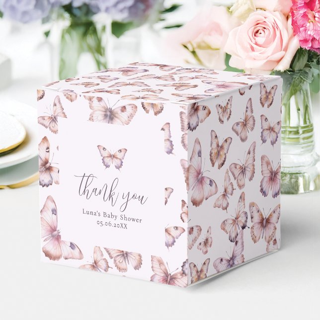 Caixinha De Lembrancinhas Chá de fraldas de borboleta rosa e roxa (Criador carregado)